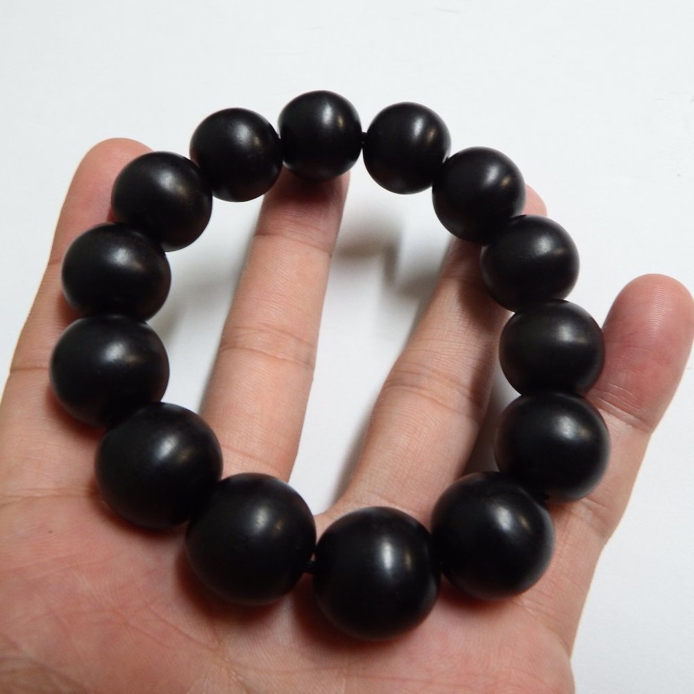 16mm top grade black Makassar Ebony wood Diospyros celebica Bracelet beads from
